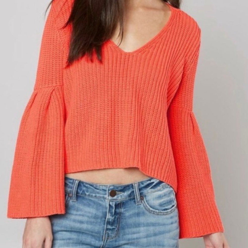 Free people damsel coral knit sweater